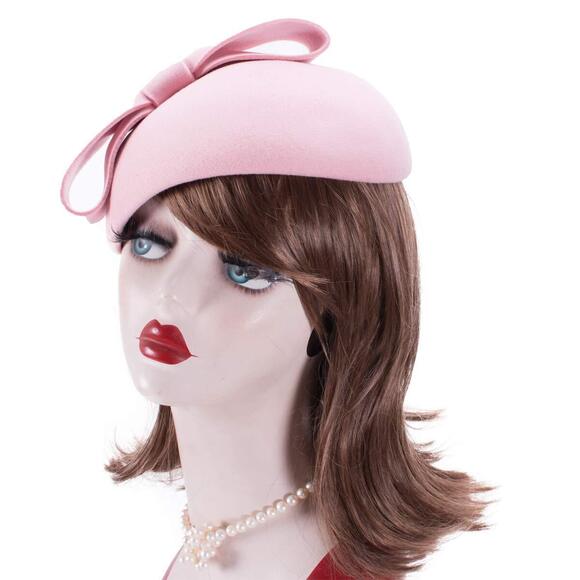 2696 Teardrop Women 1940s Wool Felt Fascinator Hat Bow Tam Beret Casque A568